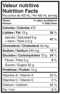 Nutritional Info -!- Information nutritionnelle