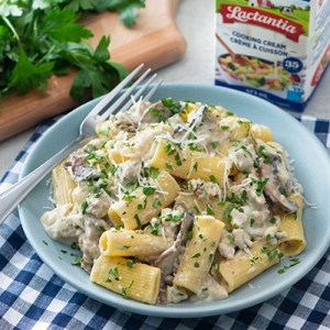 Chicken and Mushroom White Bolognese with Rigatoni