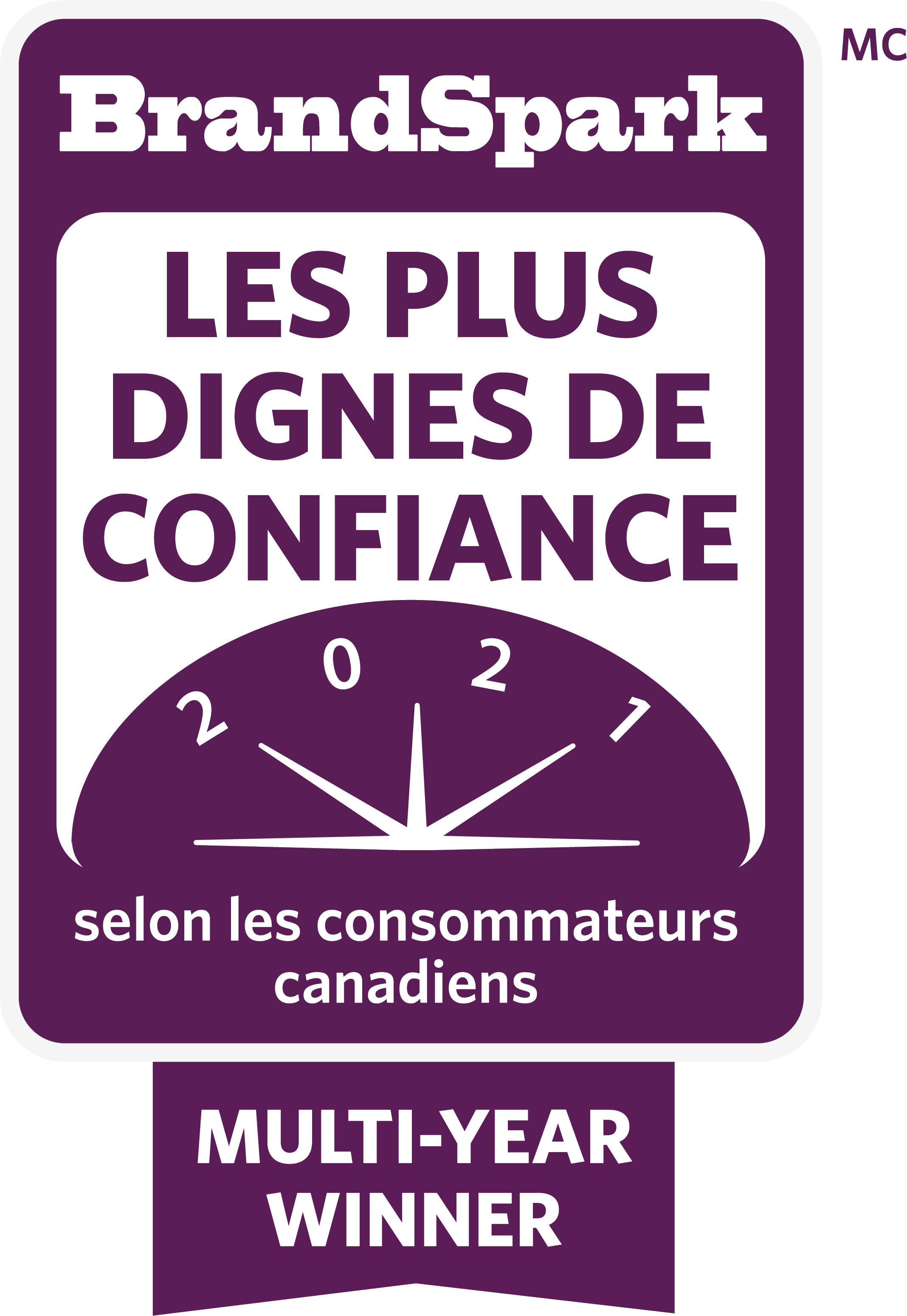 BrandSpark Les plus dignes de confiance 2021 gagnant pluriannuel